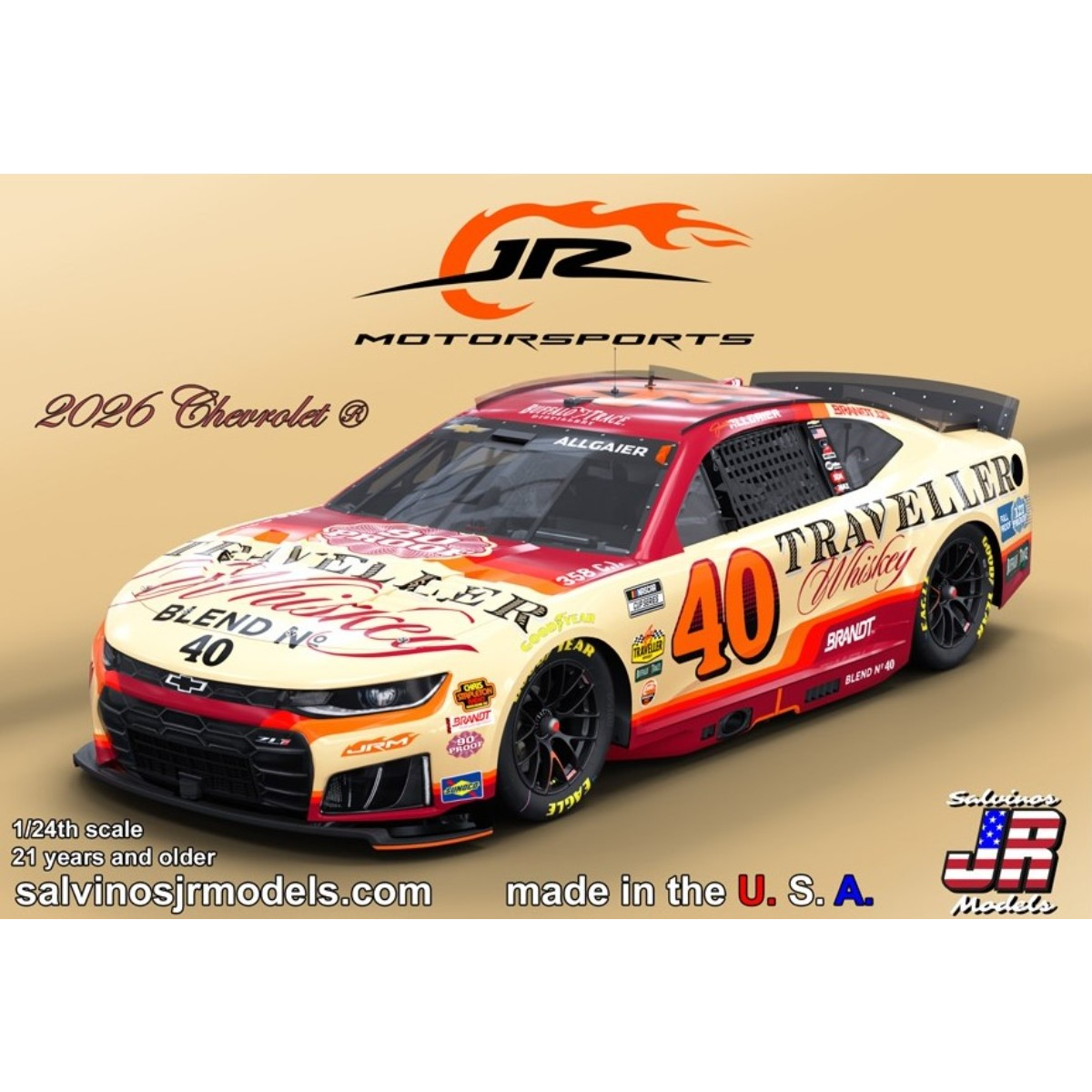 Justin Allgaier #40 2026 Traveller Whiskey Model Car Kit