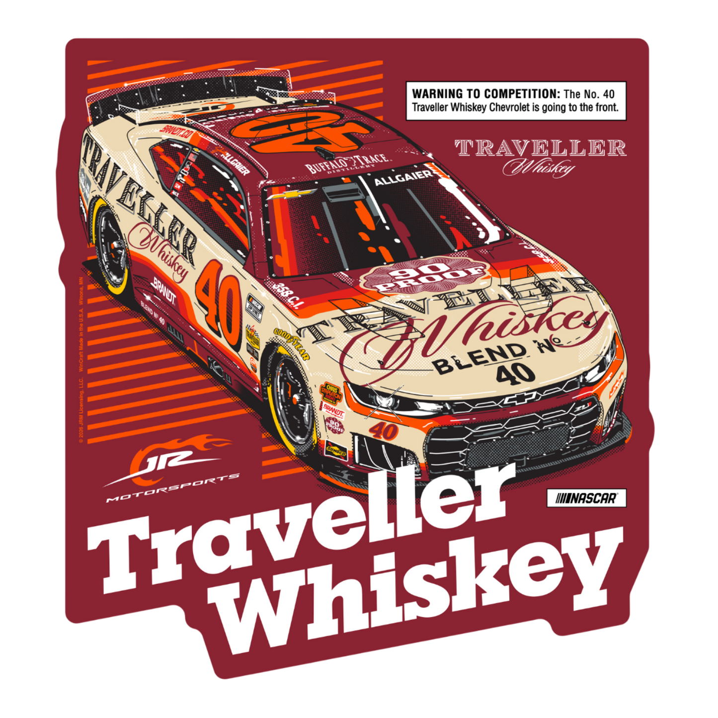 Justin Allgaier #40 2026 Traveller Whiskey Wooden Sign