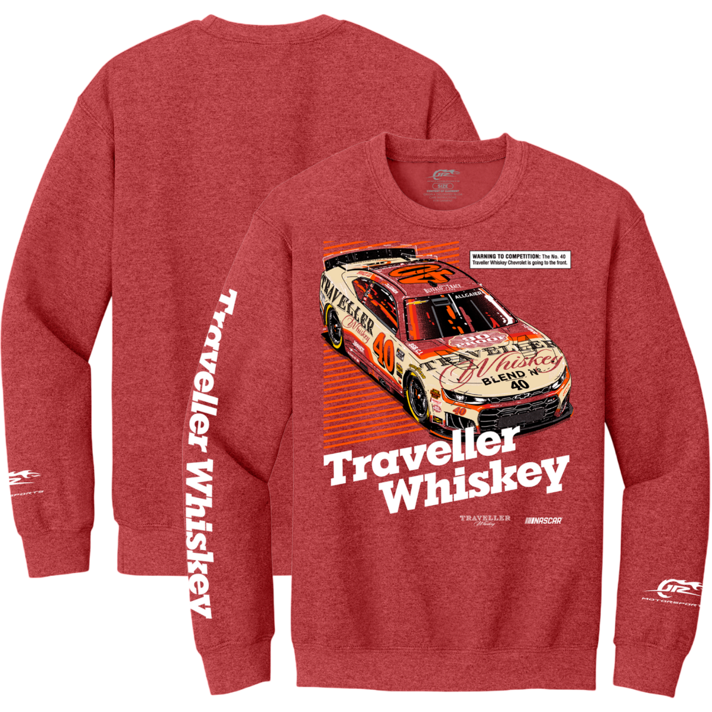 Justin Allgaier #40 Traveller Whiskey Scarlet Crewneck