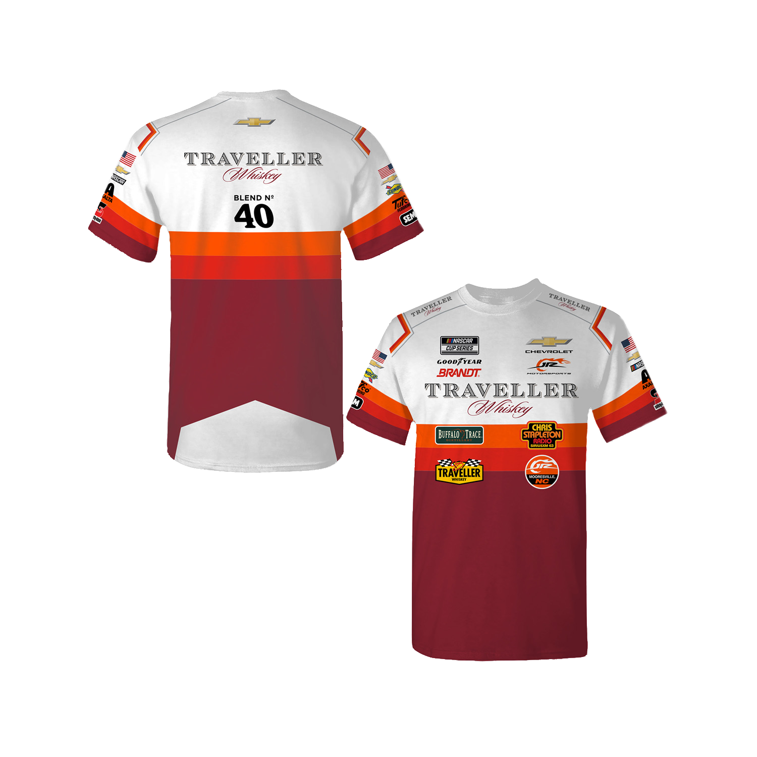 Justin Allgaier #40 Traveller Whiskey Sublimated Uniform T-shirt