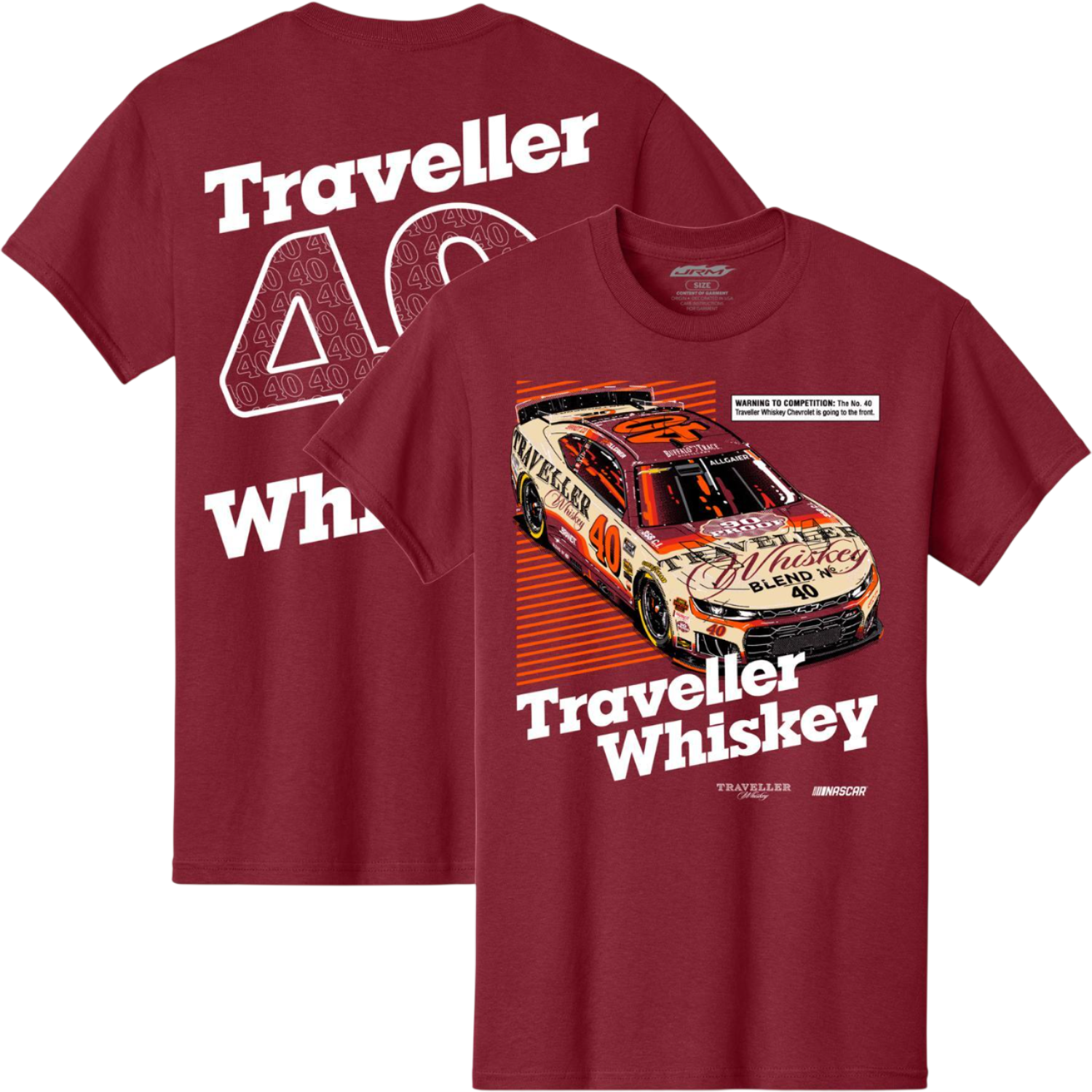 Justin Allgaier #40 Traveller Whiskey Cardinal T-shirt – Chris