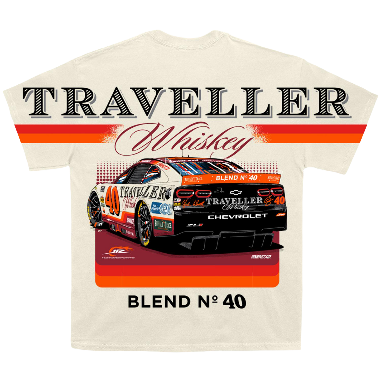 Justin Allgaier #40 Traveller Whiskey Natural Total Print T-shirt