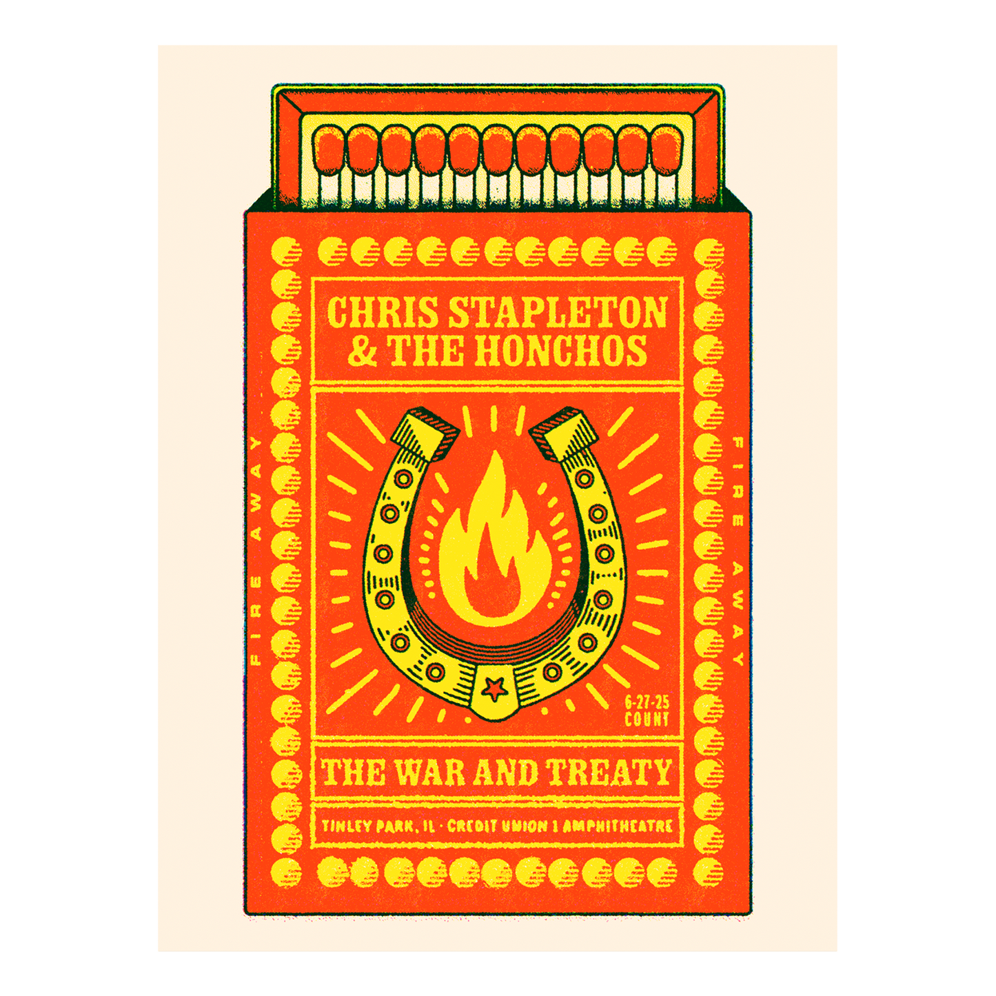 Chris Stapleton Show Poster Tinley Park, IL 06/27/2025