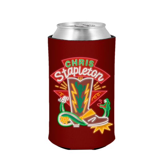 Stapleton Maroon Neon Boot Tall Boy Can Cooler