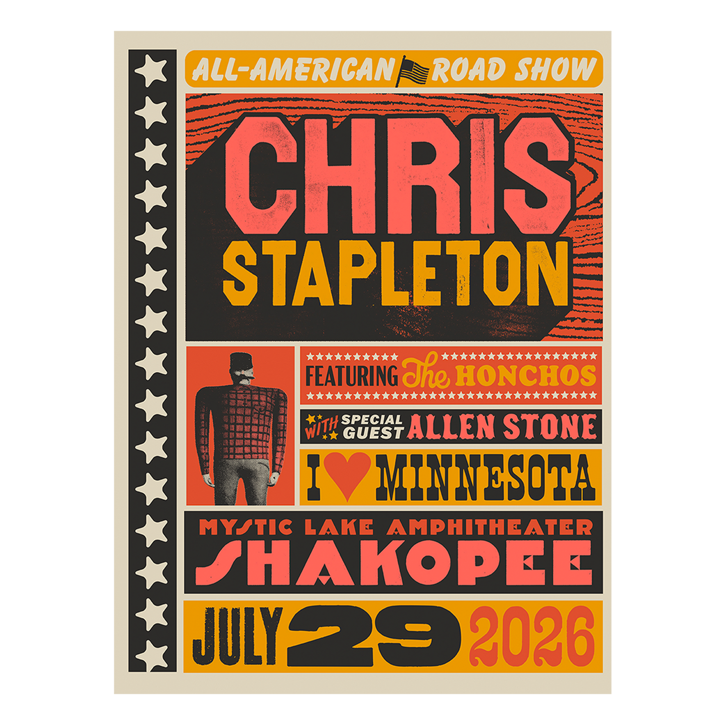 Chris Stapleton Show Poster - Shakopee, MN - 07/29/2026