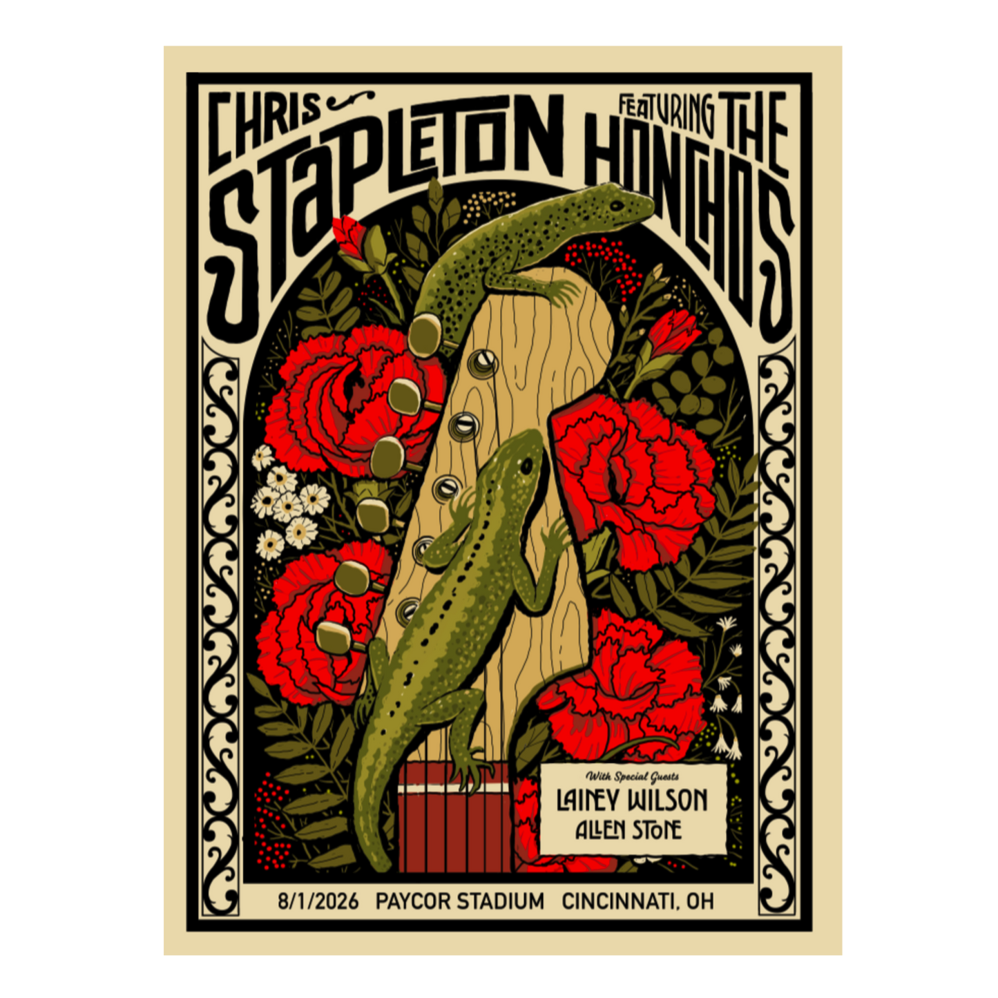 Chris Stapleton Show Poster - Cincinnati, OH - 08/01/2026