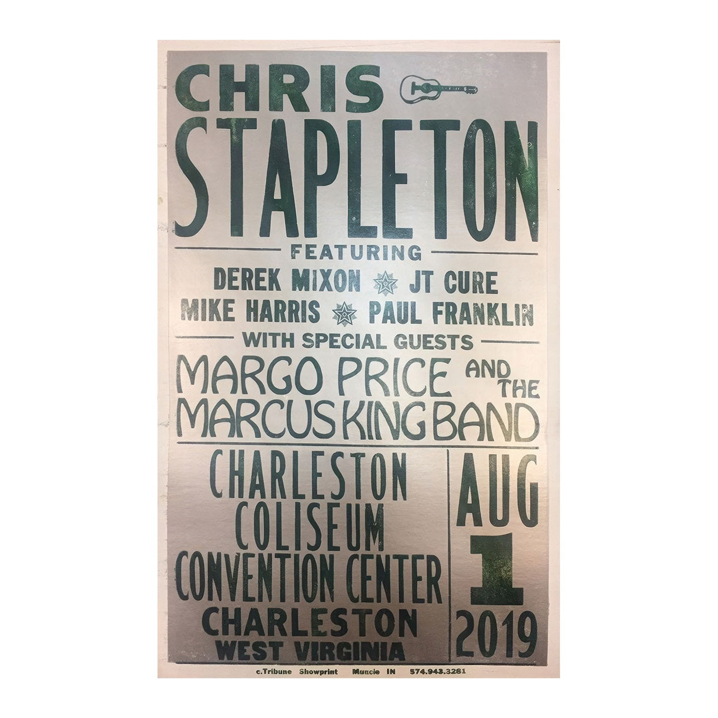 Chris Stapleton Show Poster Charleston, WV 8/1/19