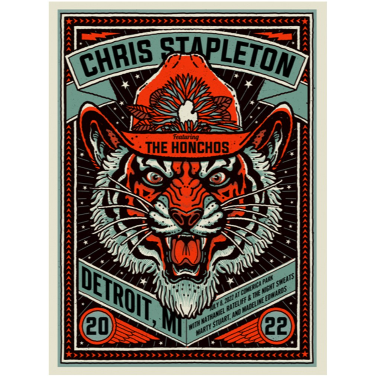 Chris Stapleton Show Poster Detroit, MI 07/08/22