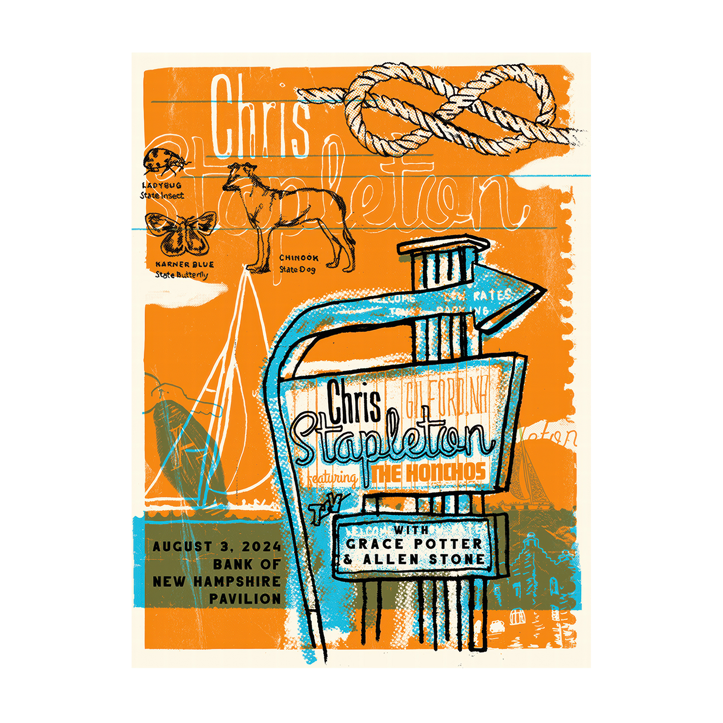 Chris Stapleton Show Poster Gilford NH 08/03/2024