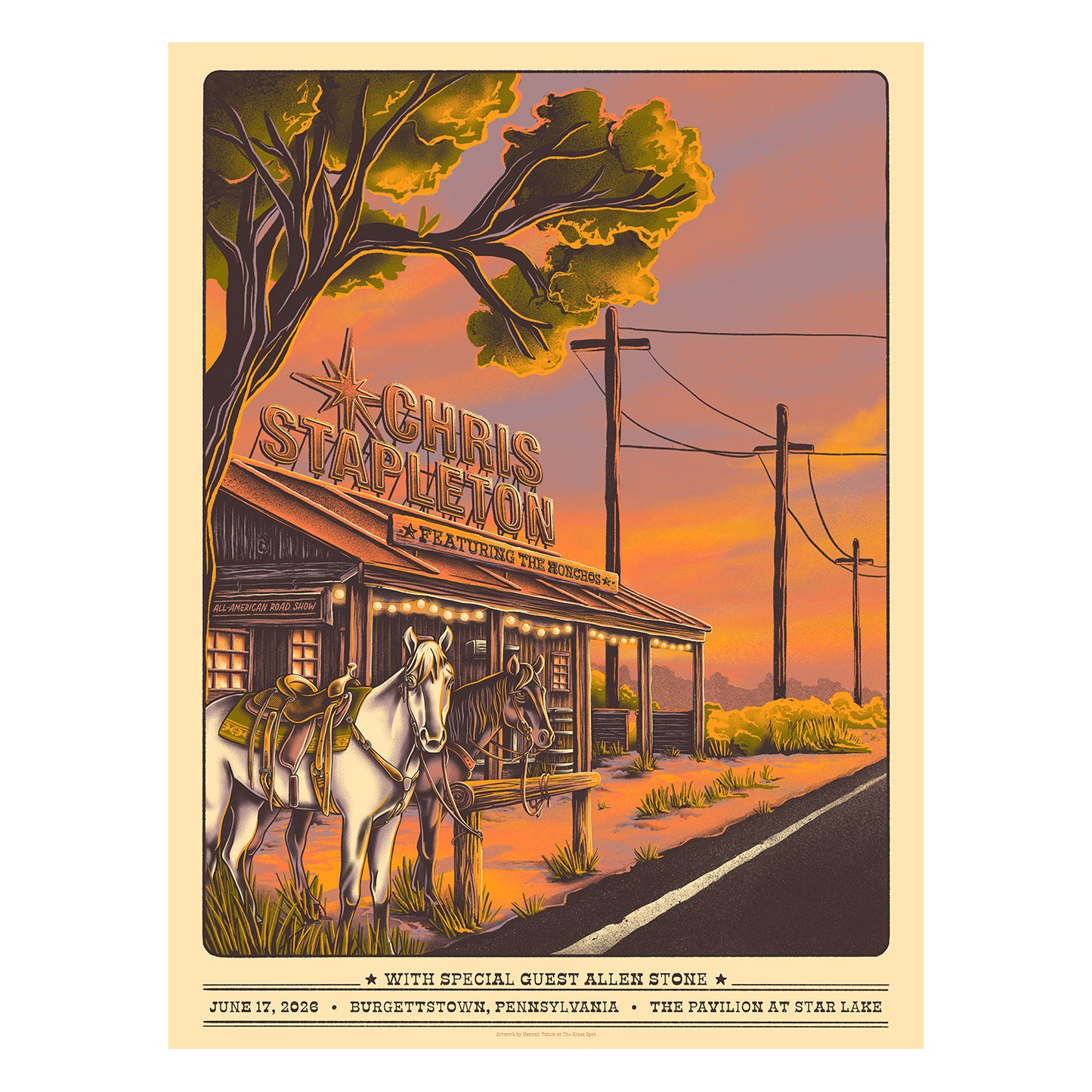Chris Stapleton Show Poster - Burgettstown PA - 06/17/2026