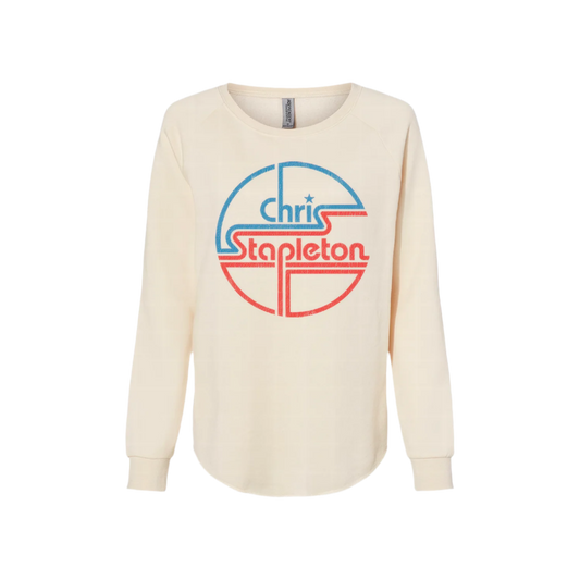 Ladies Circle Design Wave Wash Crewneck Sweatshirt