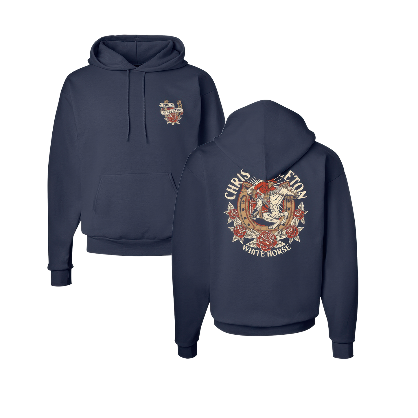 White Horse Rose Pullover Hoodie