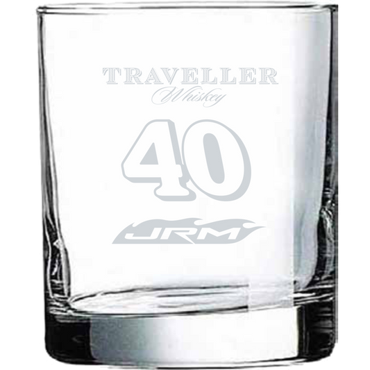 Justin Allgaier #40 Traveller Whiskey Rocks Glass
