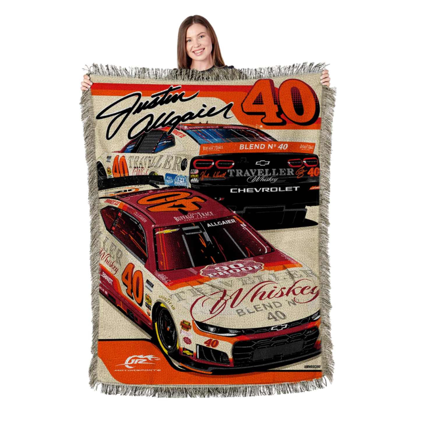 Justin Allgaier #40 Traveller Whiskey Woven Tapestry - 50" x 64"