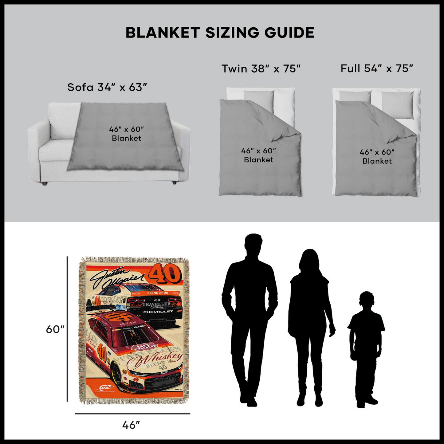 Justin Allgaier #40 Traveller Whiskey Woven Tapestry - 50" x 64"