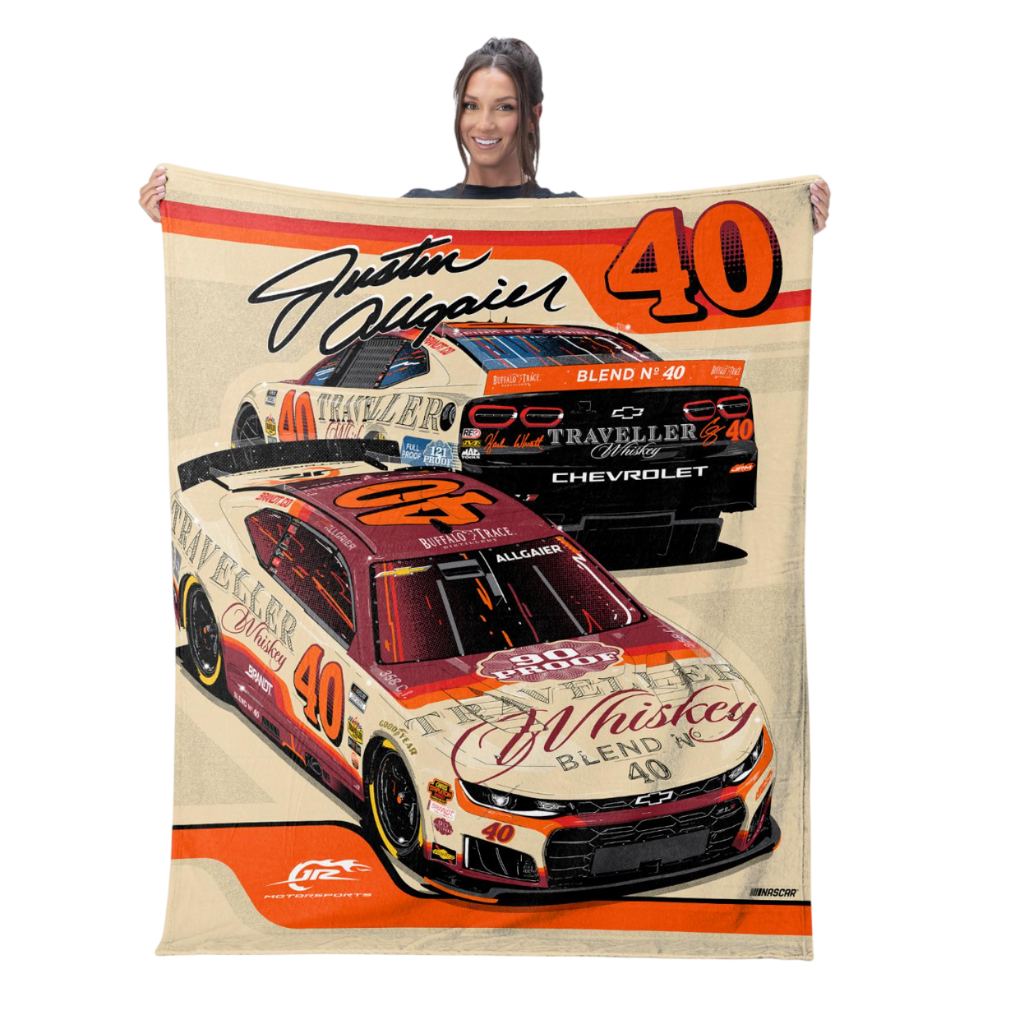 Justin Allgaier #40 Traveller Whiskey Silk Touch Throw - 50" x 60"