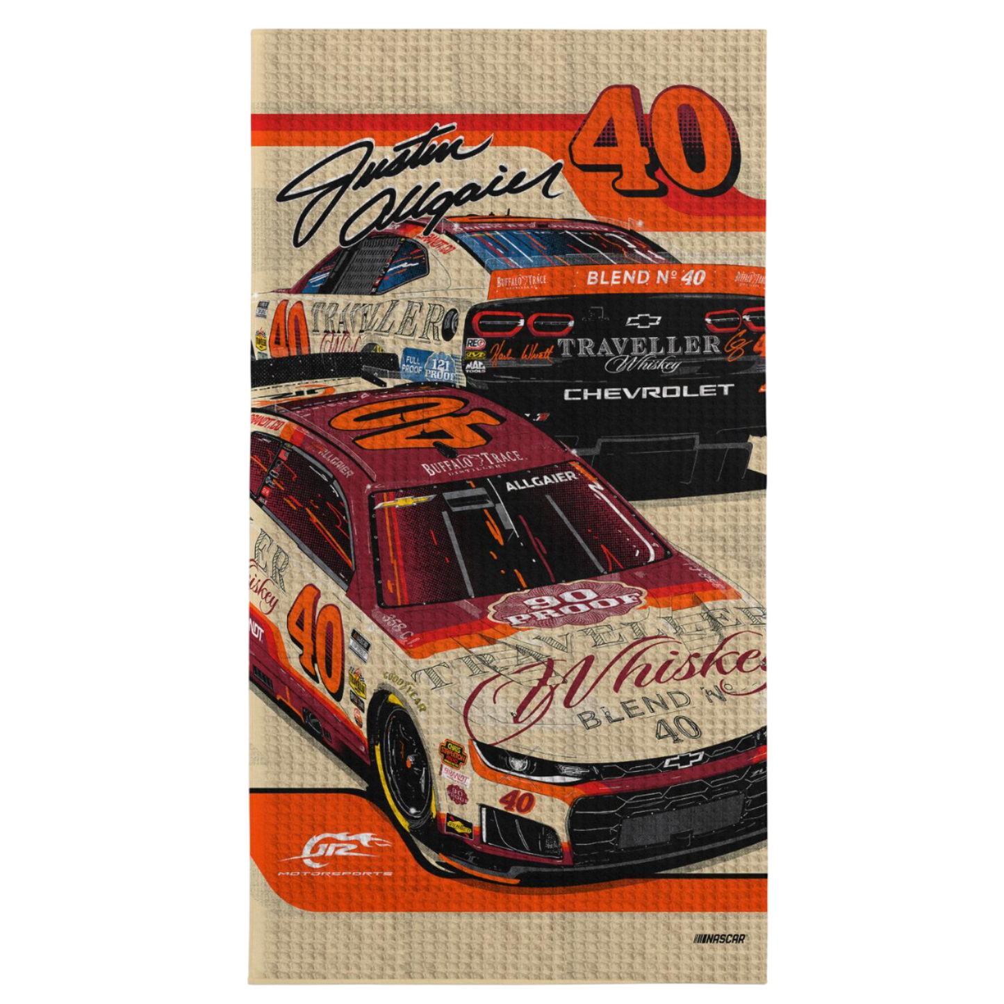Justin Allgaier #40 Traveller Whiskey Beach Towel
