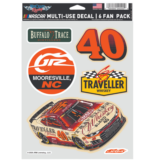 Justin Allgaier #40 2026 Traveller Whiskey Fan Pack Decal Set