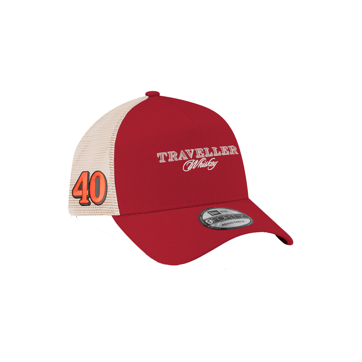 Justin Allgaier #40 Traveller Whiskey Crimson New Era 9FORTY AF Trucker Cap