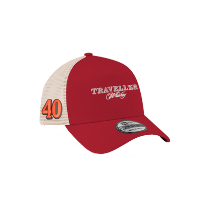 Justin Allgaier #40 Traveller Whiskey Crimson New Era 9FORTY AF Trucker Cap