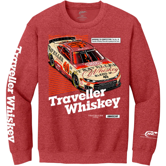 Justin Allgaier #40 Traveller Whiskey Scarlet Crewneck