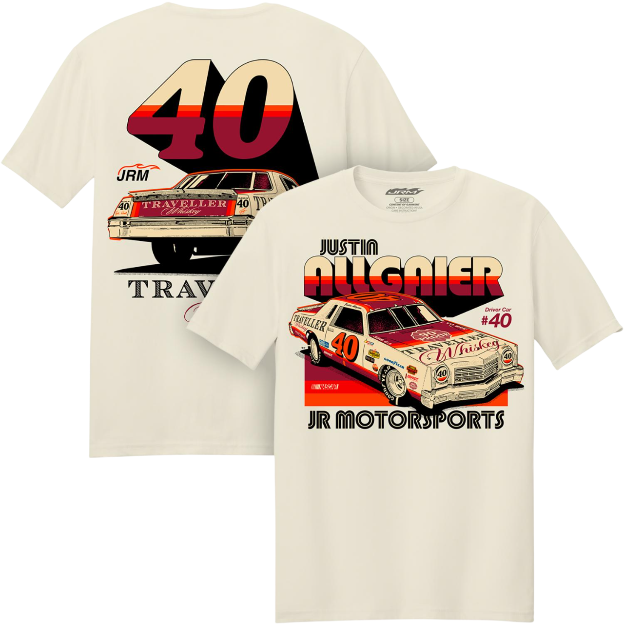 Justin Allgaier #40 Traveller Whiskey Natural T-shirt