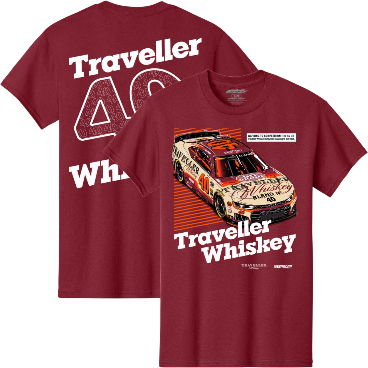Justin Allgaier #40 Traveller Whiskey Cardinal T-shirt