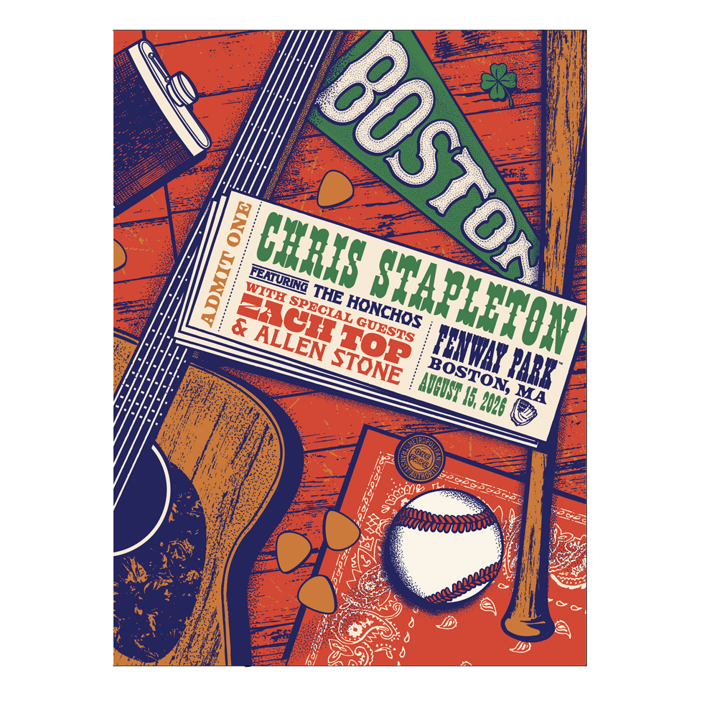 Chris Stapleton Show Poster - Boston, MA - 08/15/2026