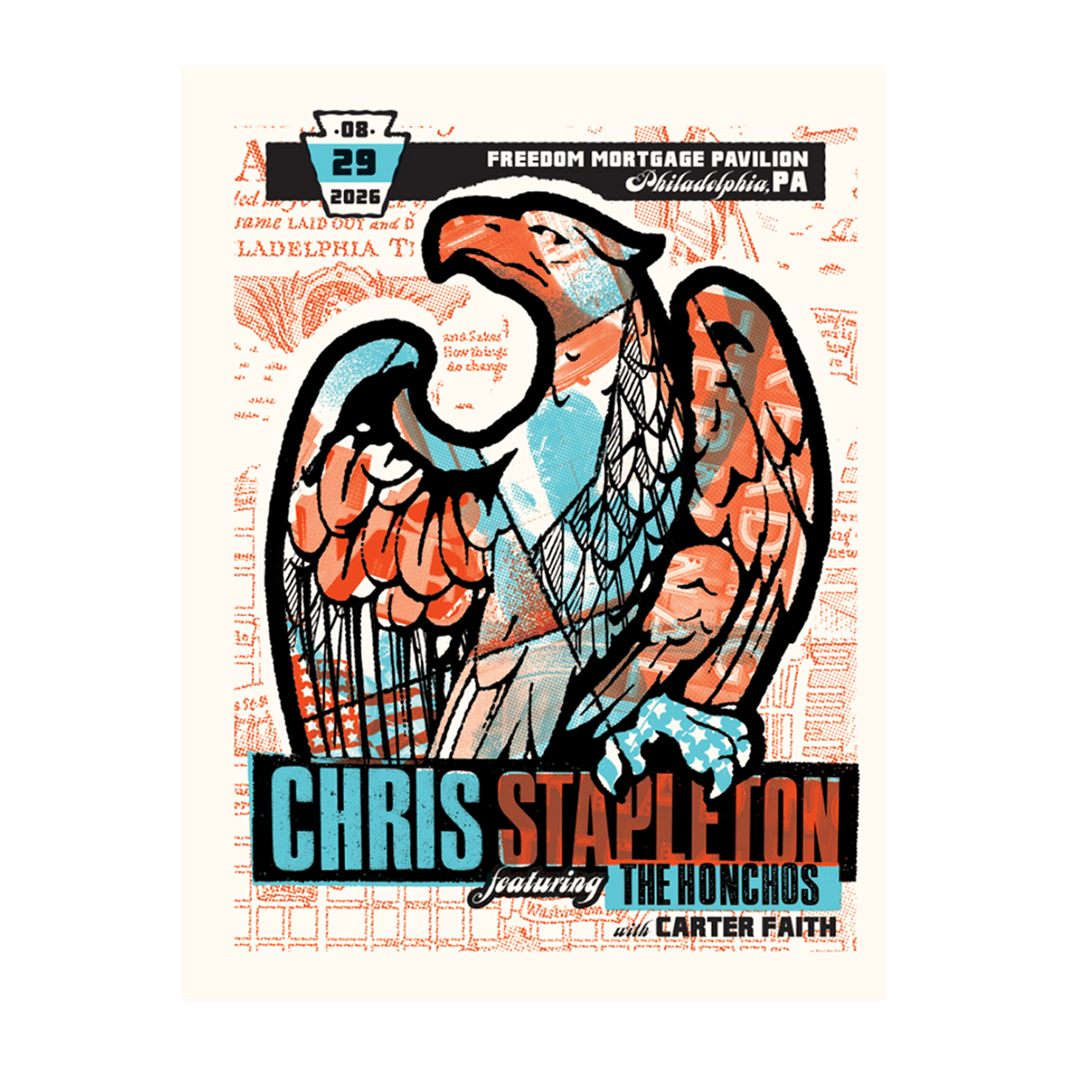 Chris Stapleton Show Poster - Philadelphia, PA - 08/29/2026