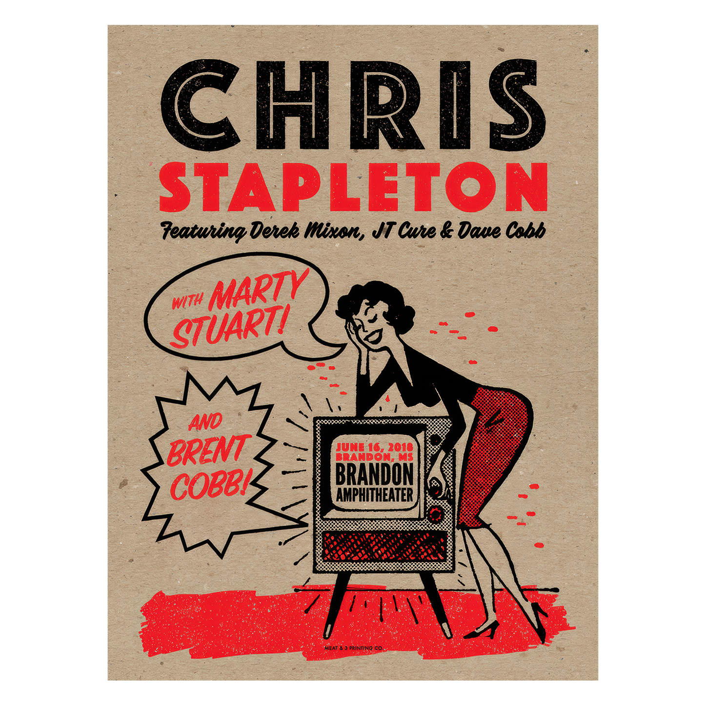 Chris Stapleton Show Poster   Brandon, MS 6/16/18