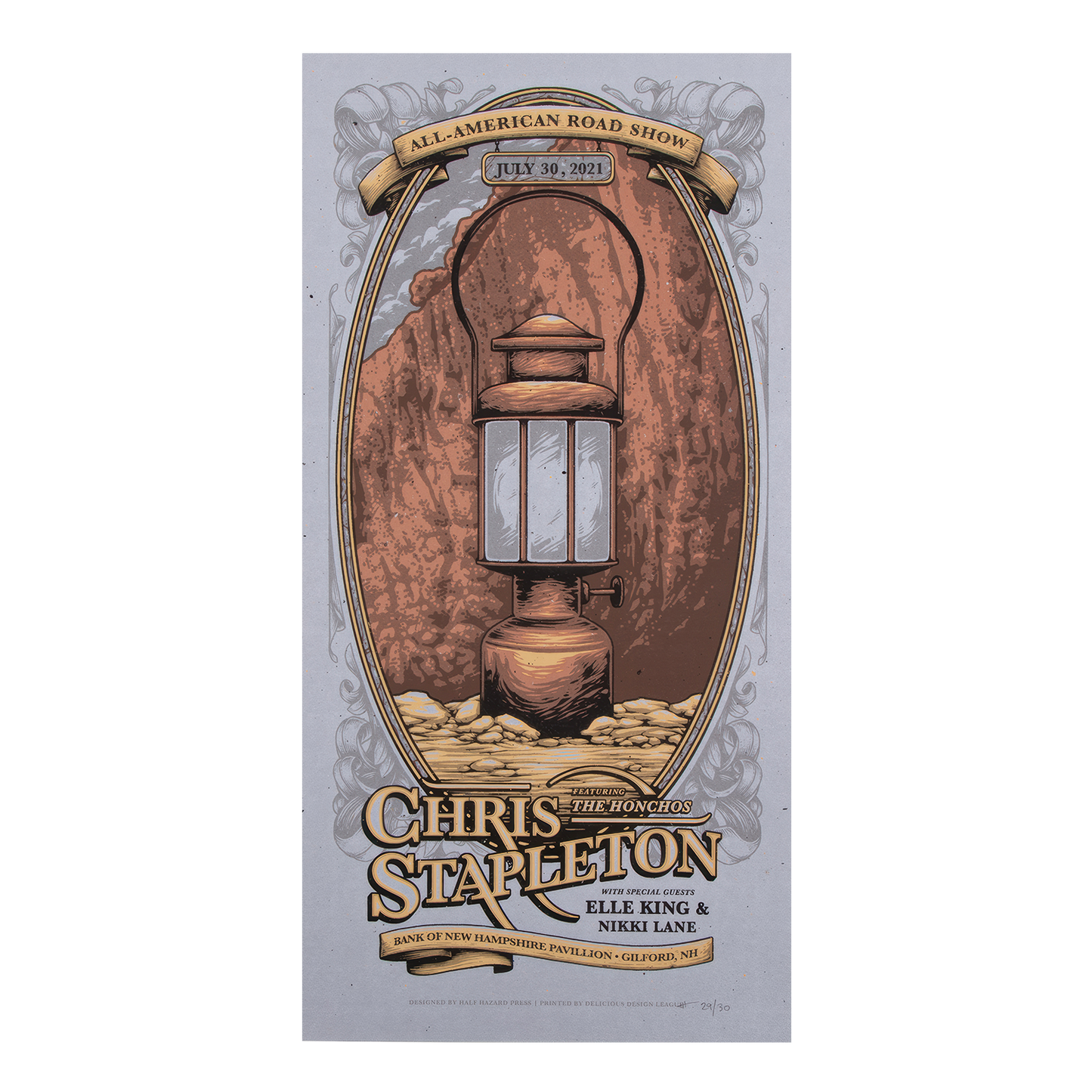 Chris Stapleton Foil Show Poster- Gilford, NH Night 3- 07/30/21