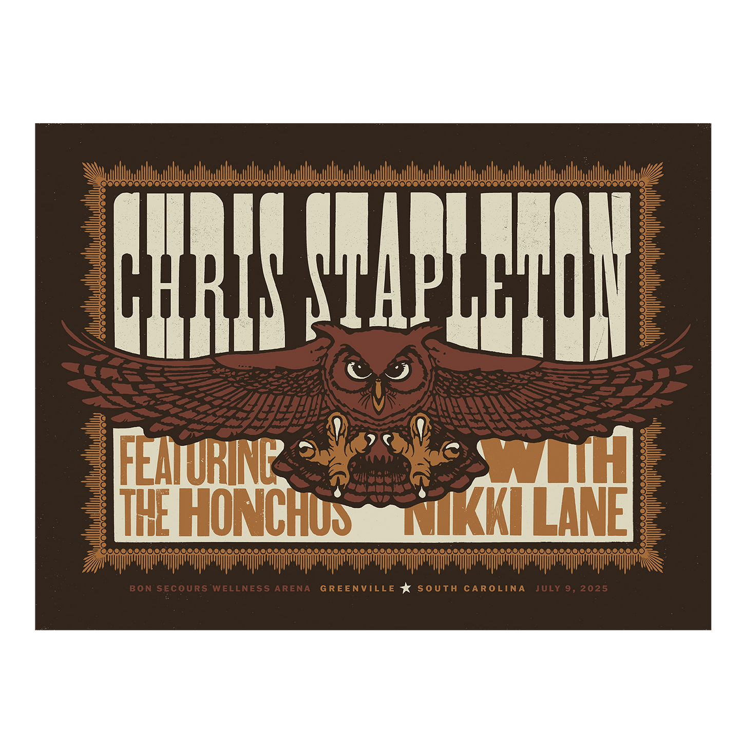 Chris Stapleton Show Poster  Greenville, SC  07/09/2025