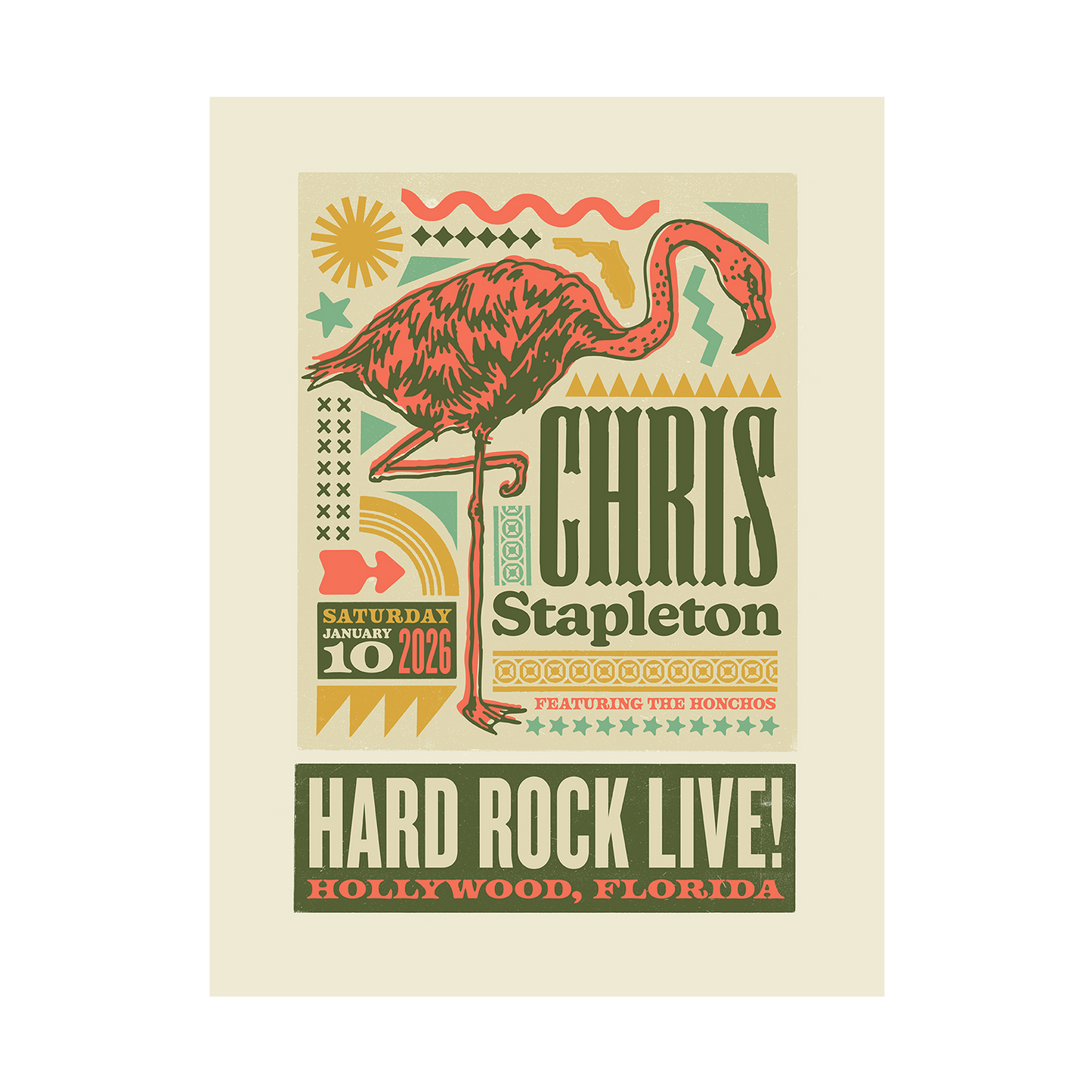 Chris Stapleton Show Poster  Hollywood, FL  01/10/2026