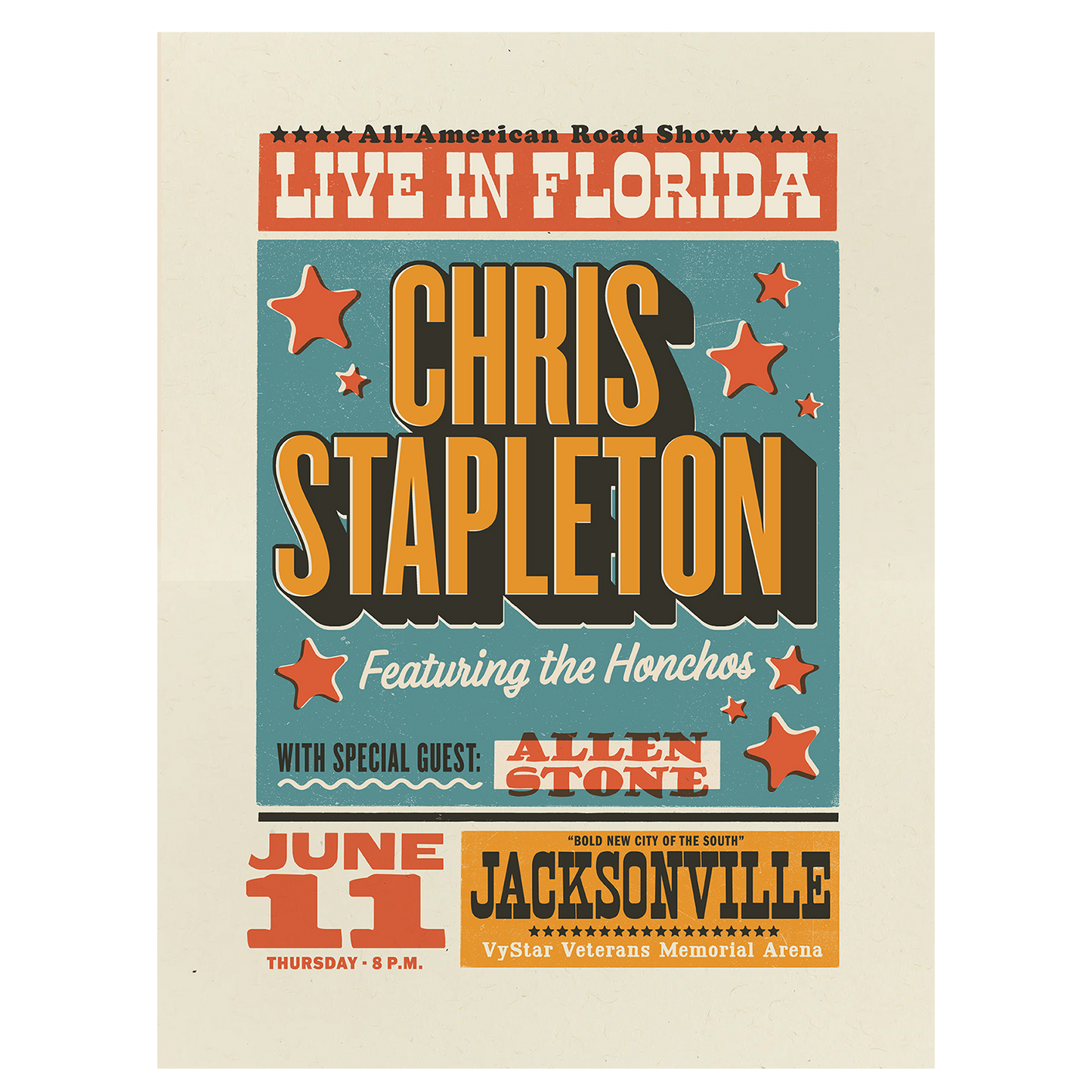 Chris Stapleton Show Poster - Jacksonville FL - 06/11/2026