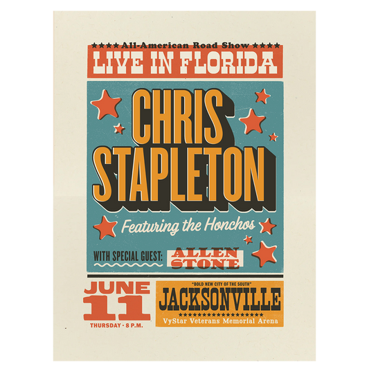 Chris Stapleton Show Poster - Jacksonville FL - 06/11/2026