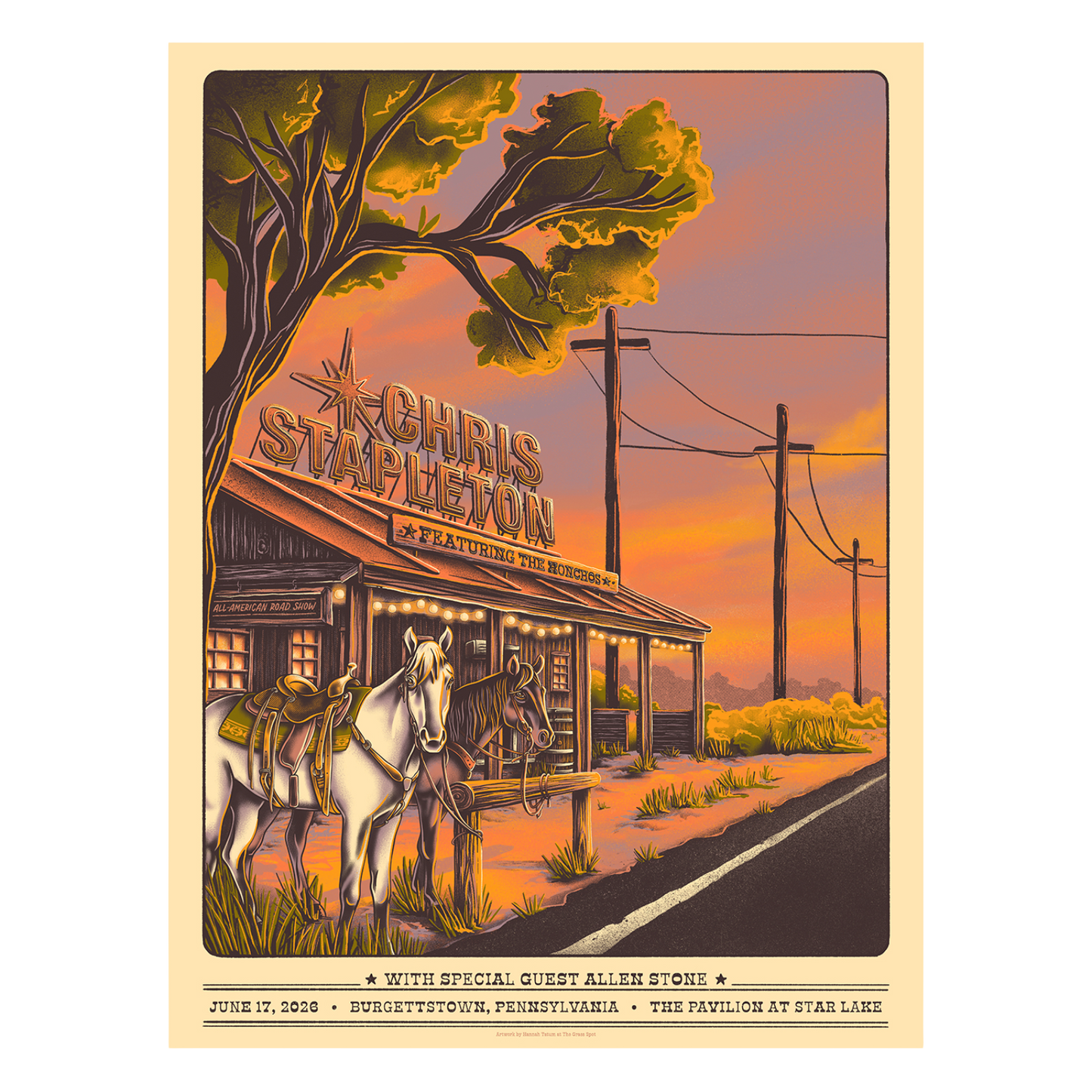 Chris Stapleton Show Poster - Burgettstown PA - 06/17/2026