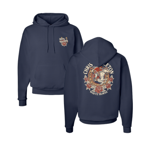 White Horse Rose Pullover Hoodie