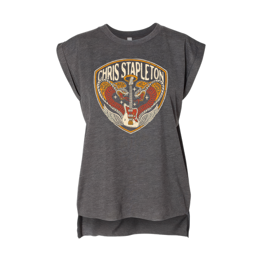 Women's Double Cobra Flowy Rolled Cuffs Muscle Tee